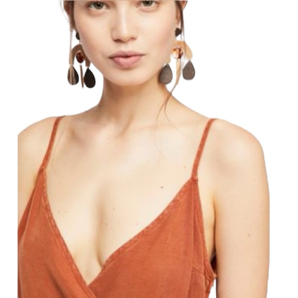 Free People Jade Jumpsuit Caraway Wrap Wide Leg Lyocell Size 12 Boho - Picture 4 of 10